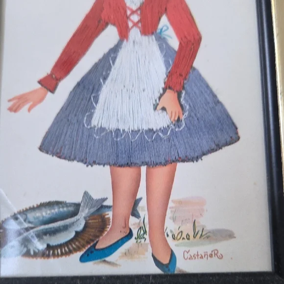 Castaner Vintage Style Art Print with Red and Blue Accents - Picture 6 of 7